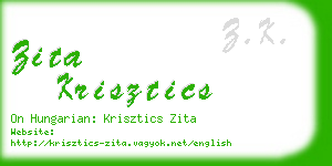 zita krisztics business card